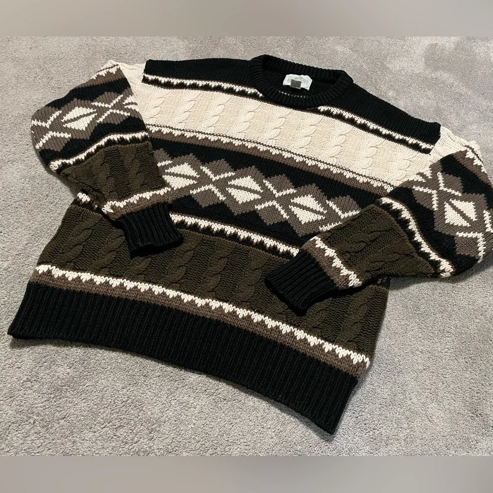 Vintage Northwest Territory Cable Knit Sweater Mens XL 100% Virgin Acrylic - Picture 4 of 15